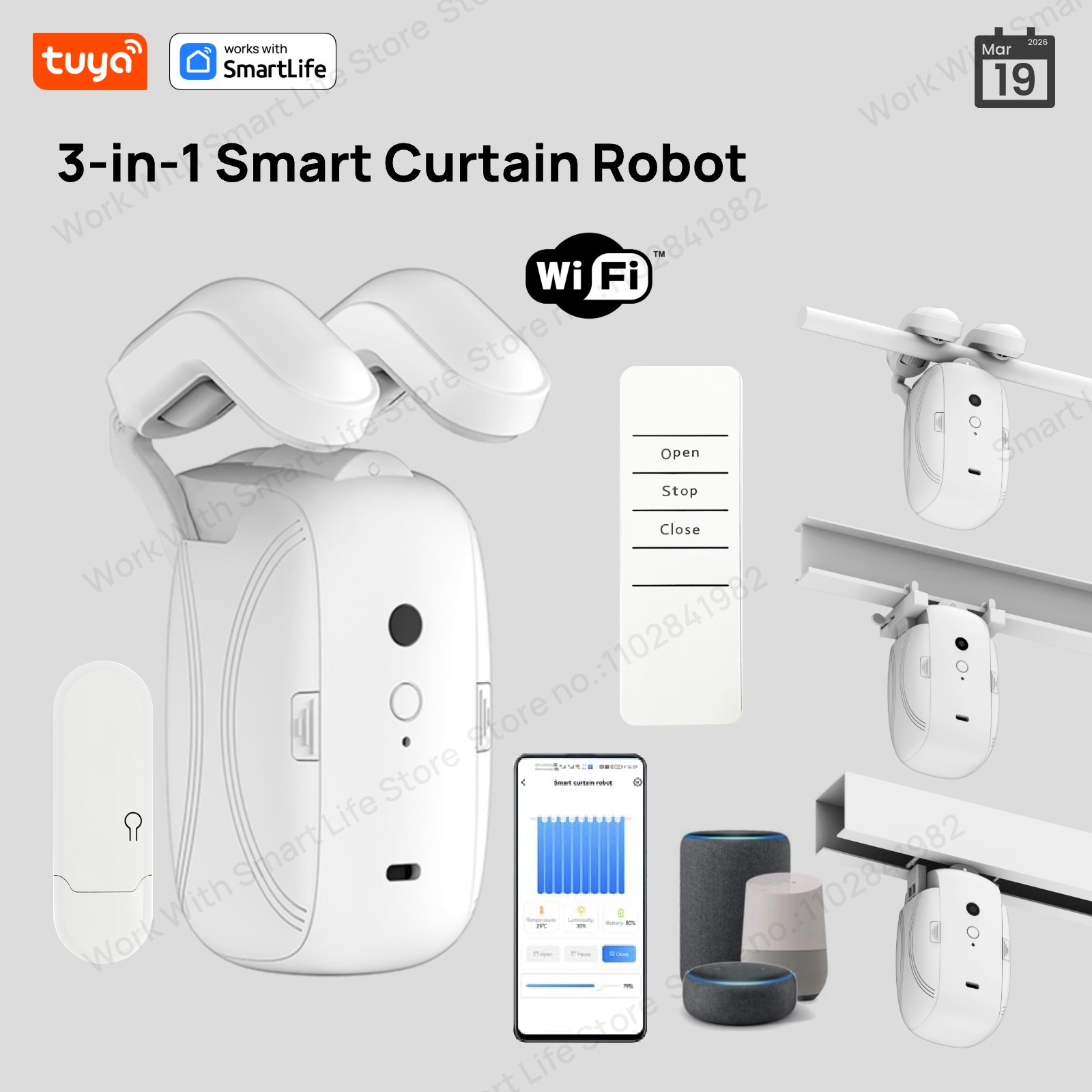 Smart Home Website - 1/2개 투야 스마트 와이파이 커튼 로봇