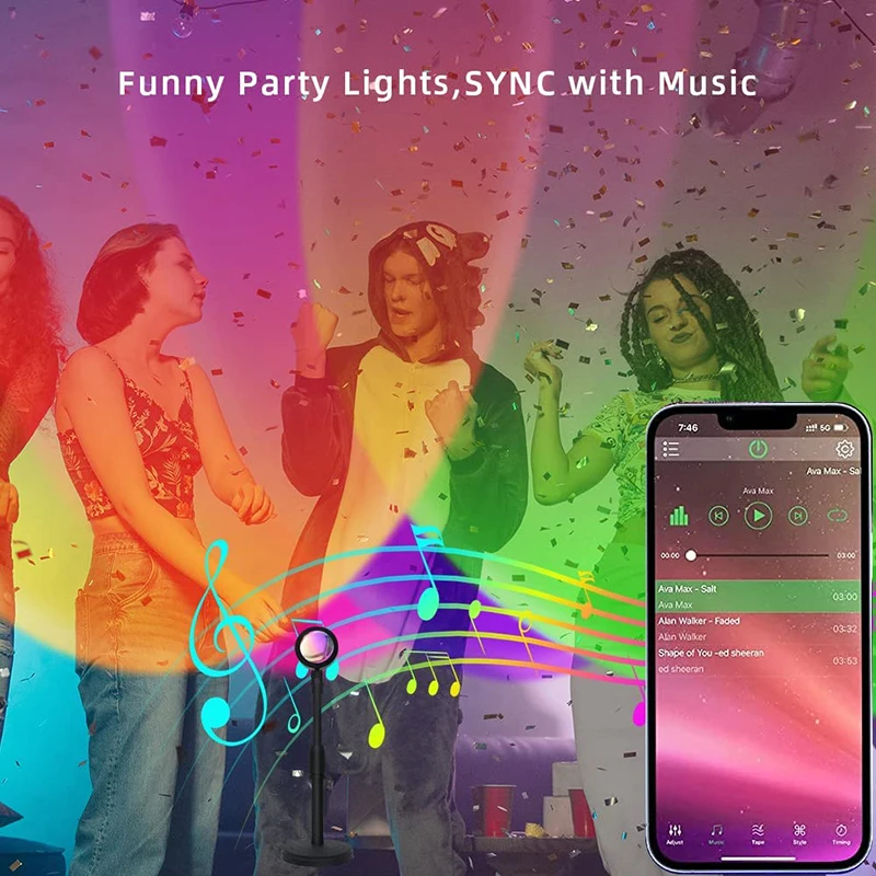 스마트 LED 선셋 램프, 다채로운 변화, 블루투스 앱 - Smart Home Sistem 리뷰 및 가격