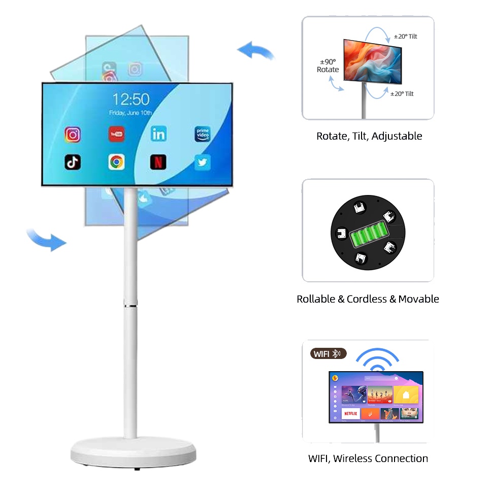 21.5인치 이동식 스마트 TV(배터리 내장), 바퀴  - Smart Home Pc 리뷰 및 가격