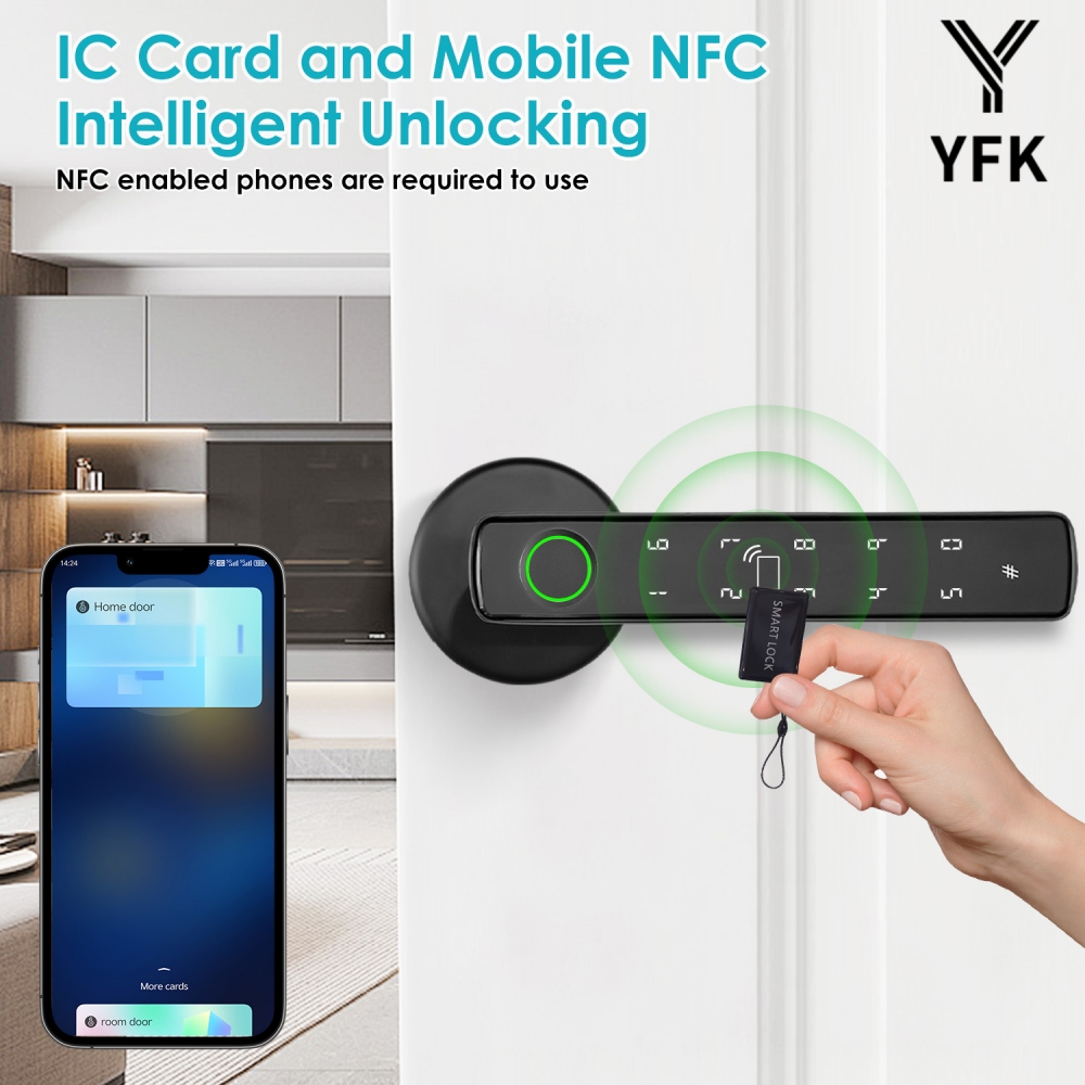 YFK 투야 5-in-1 스마트 도어 핸들 잠금장치 블 - Smart Home Website 리뷰 및 가격